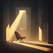 Image of a minimalist room with sunlight shining on a chair - Image 3