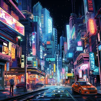 Neo-Futuristic Anime Cityscape