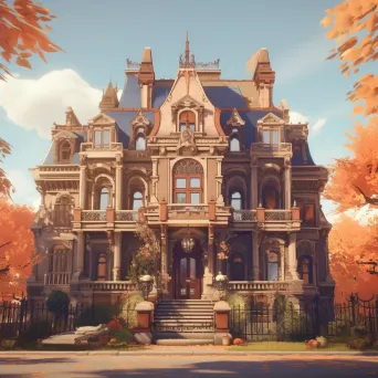 Low poly visual of a Victorian mansion surrounded by autumn hues - Image 2