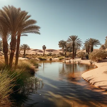 Desert oasis with greenery and sunlight - Image 3