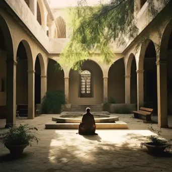 Meditating monk in peaceful monastery courtyard - Image 4