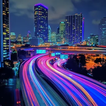 Light trails from cars on a nighttime highway - Image 4