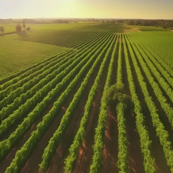 Aerial view of a green vineyard with rows of grapevines - Image 4