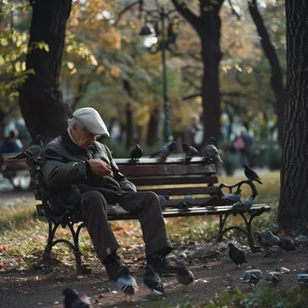 Elderly person feeding birds in a park - Image 2