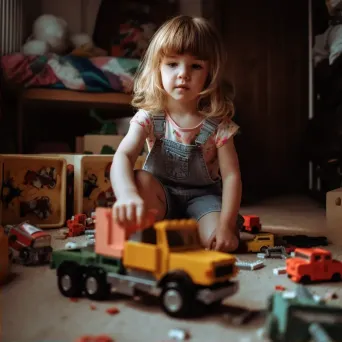 Young girl playing with toy truck and gender-neutral toys challenging stereotypes - Image 2