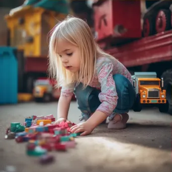 Young girl playing with toy truck and gender-neutral toys challenging stereotypes - Image 3