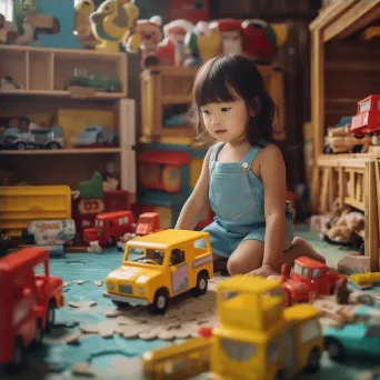 Young girl playing with toy truck and gender-neutral toys challenging stereotypes - Image 4