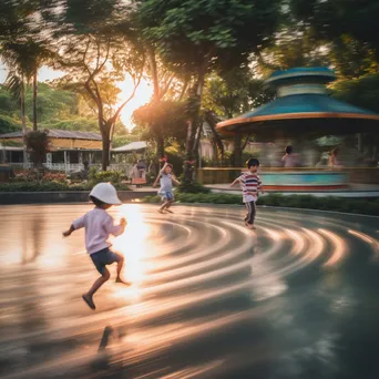 Long exposure photo of children playing in a park - Image 2