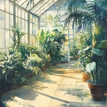 Sunlit Greenhouse Morning