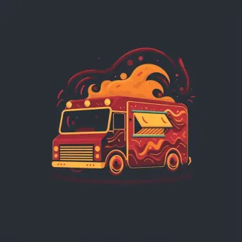 Image of a fiery taco truck logo with a stylized taco icon in red and yellow colors - Image 3