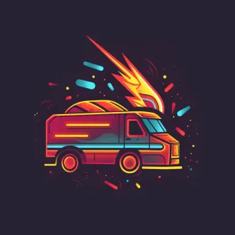 Image of a fiery taco truck logo with a stylized taco icon in red and yellow colors - Image 4