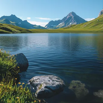 Tranquil Alpine Lake and Meadows