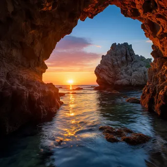 Sunset reflections in coastal caves - Image 4