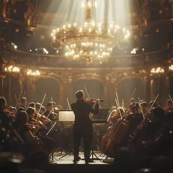 Conductor leading a symphonic orchestra in a grand hall. - Image 3