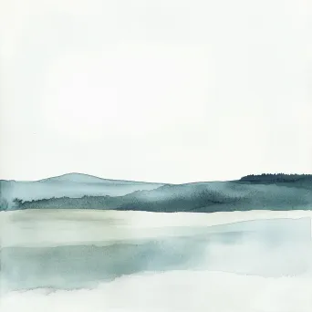 Minimalist landscape in cool watercolors with one striking detail - Image 2