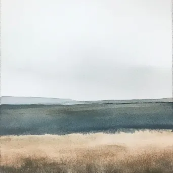 Minimalist landscape in cool watercolors with one striking detail - Image 4