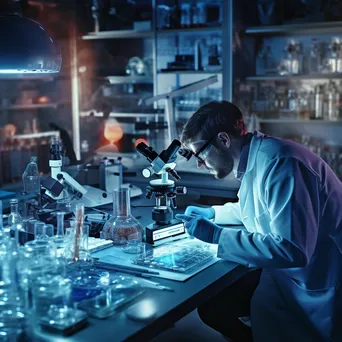 Scientist looking into a microscope in a modern lab. - Image 2