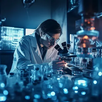 Scientist looking into a microscope in a modern lab. - Image 4