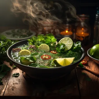 Traditional Vietnamese Pho with Fresh Herbs