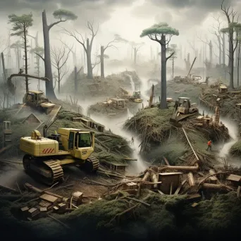 Image of a deforested land with tree stumps and machinery - Image 4