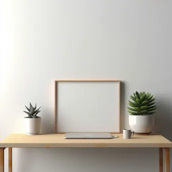 Succulent plant on minimalist office desk - Image 4