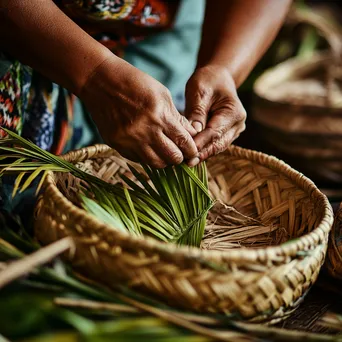 Close-Up of Hands in Weaving Process