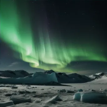 Aurora Australis Above Antarctic Landscape