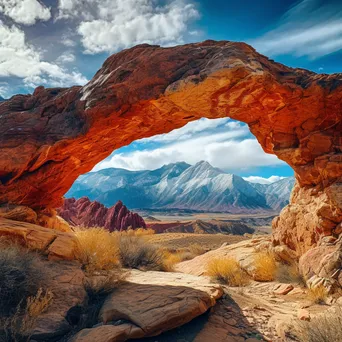 View through rock arch to mountains - Image 1