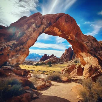 View through rock arch to mountains - Image 3