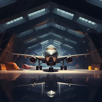 Aircraft Hangar in Low Poly