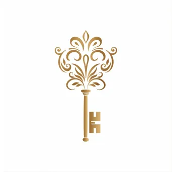 Luxury real estate agency logo with elegant metallic key on white background - Image 1