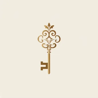 Luxury real estate agency logo with elegant metallic key on white background - Image 2