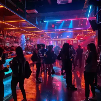 Colorful nightclub with neon lights and party people - Image 3