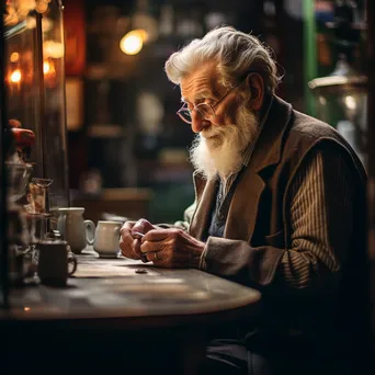 Elderly Man Enjoying a Coffee