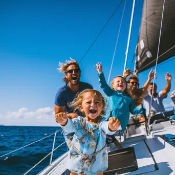 Family enjoying sailing on blue ocean - Image 2