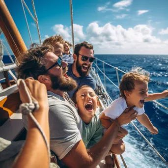 Family enjoying sailing on blue ocean - Image 3