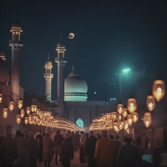 Eid al-Fitr celebration with illuminated mosques and lantern decorations - Image 2