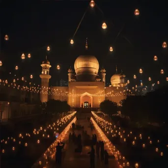 Eid al-Fitr celebration with illuminated mosques and lantern decorations - Image 4