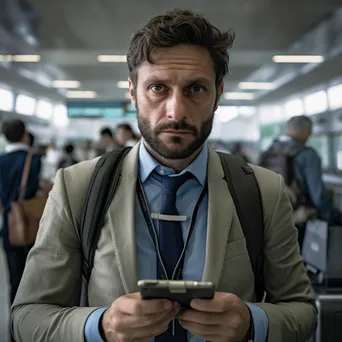 A close-up of a traveler scanning a boarding pass at airport security - Image 2