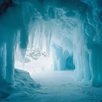 Serene Glacier Cave Interior