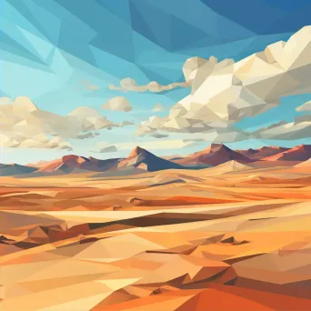 Low poly desert scene with rolling dunes under a clear sky - Image 2