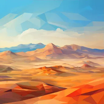 Low poly desert scene with rolling dunes under a clear sky - Image 3