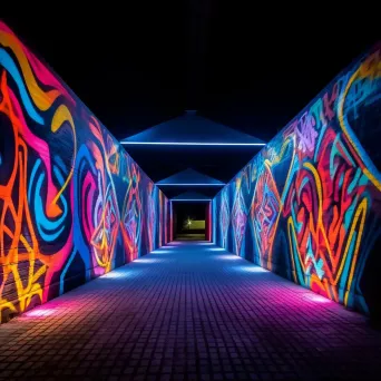 Urban Light Graffiti with Abstract Patterns