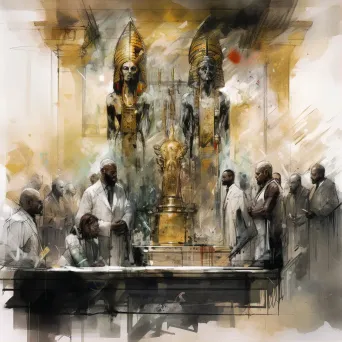 Image showing the Egyptian gods presiding over the ritualistic weighing of the heart ceremony - Image 1