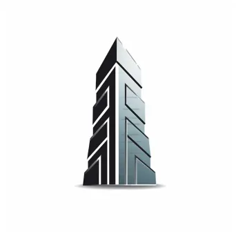 Architectural firm logo with modern metallic skyscraper on white background - Image 4