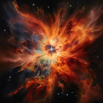 A dying star engaged in a dance of bright colors, portrayed with oil paints - Image 3