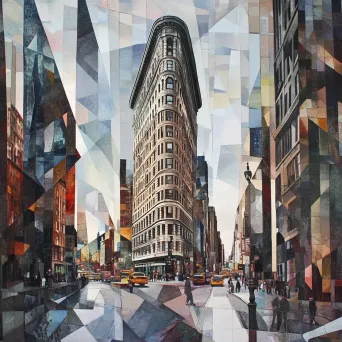 Cubist interpretation of the Flatiron Building in New York City - Image 2