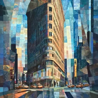 Cubist interpretation of the Flatiron Building in New York City - Image 4