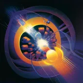 Conceptual illustration of a particle collider in action - Image 2