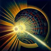 Conceptual illustration of a particle collider in action - Image 4